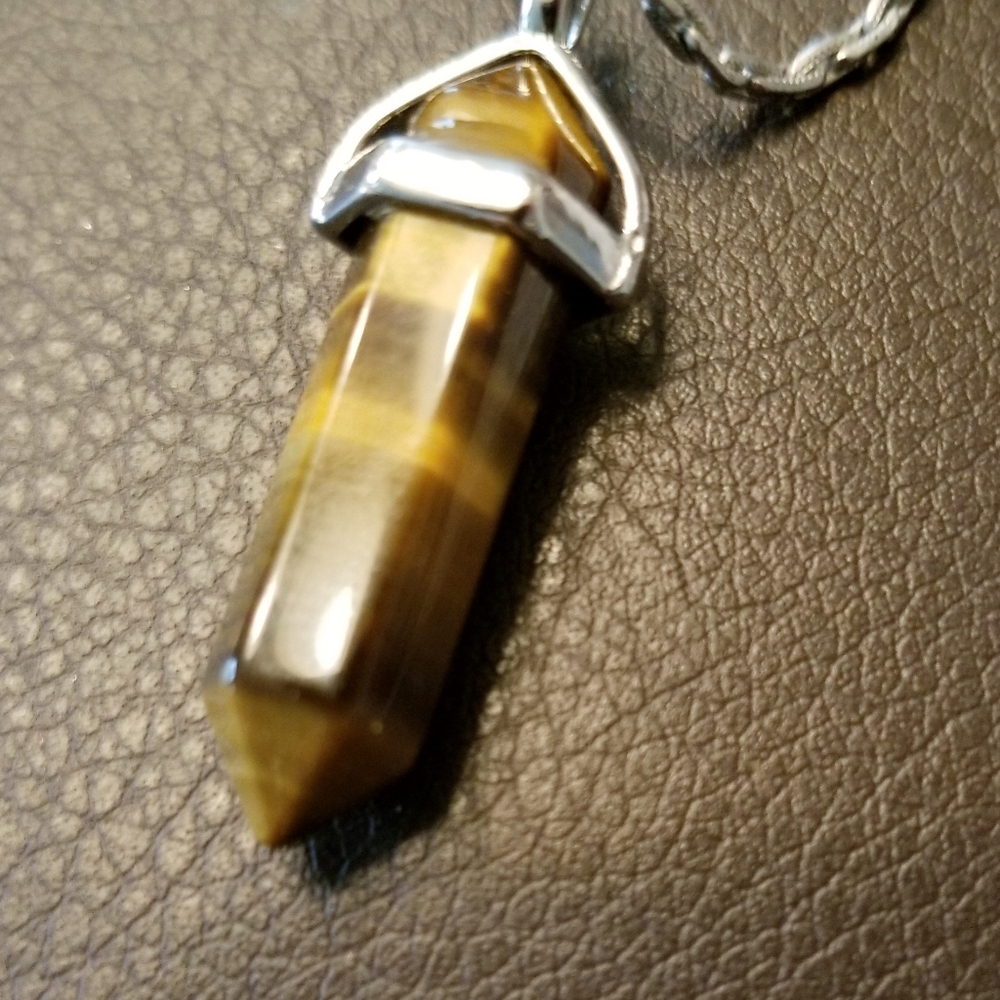 VINTAGE Tigers eye Necklace pendant with sterling silver